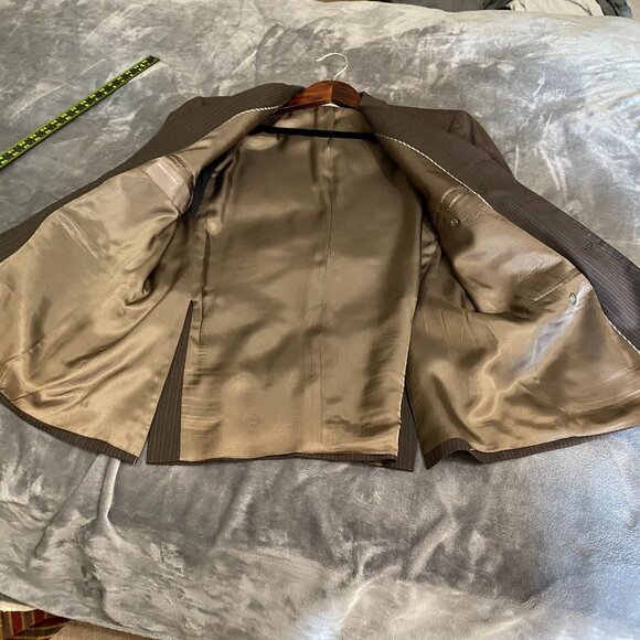 Oscar De La Renta Mens Suit Blazer Jacket Size 40S Wool Pinstripe Three-Button - Picture 14 of 16